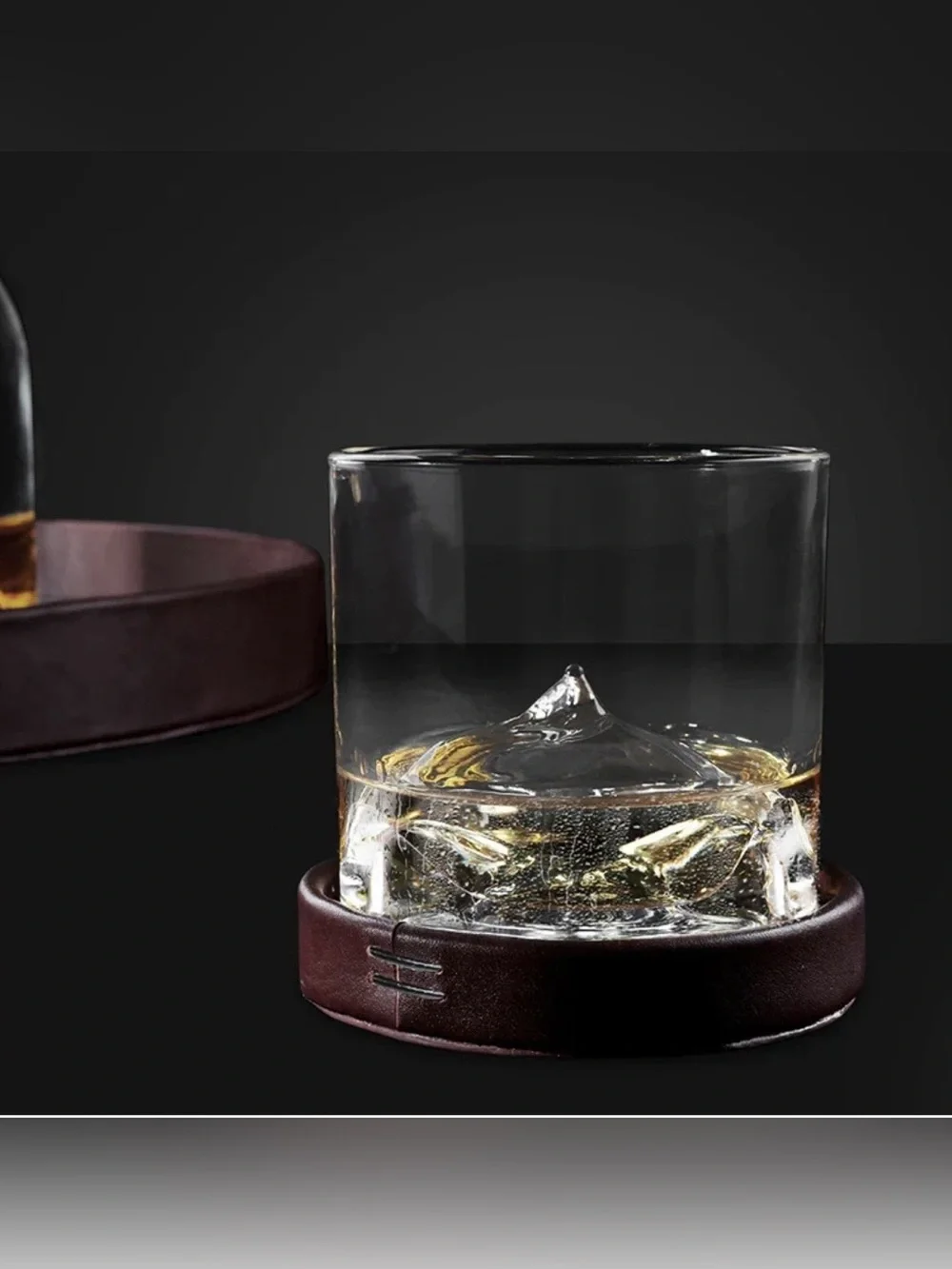 NWT Liiton Leather Stacked Drink Coaster Set - Dark Brown